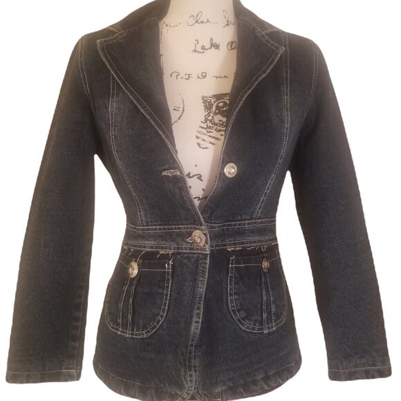 Vintage 90's Sherpa Lined Denim Button Front Jean Jacket Size XS/S - Picture 8 of 11